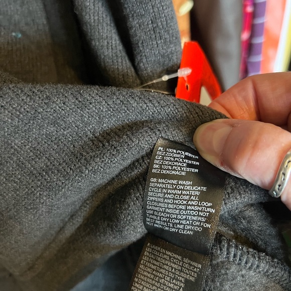 THE NORTH FACE Jacket Womens Large Gray Cresent Parka Fleece Sweater Hooded - Picture 9 of 9